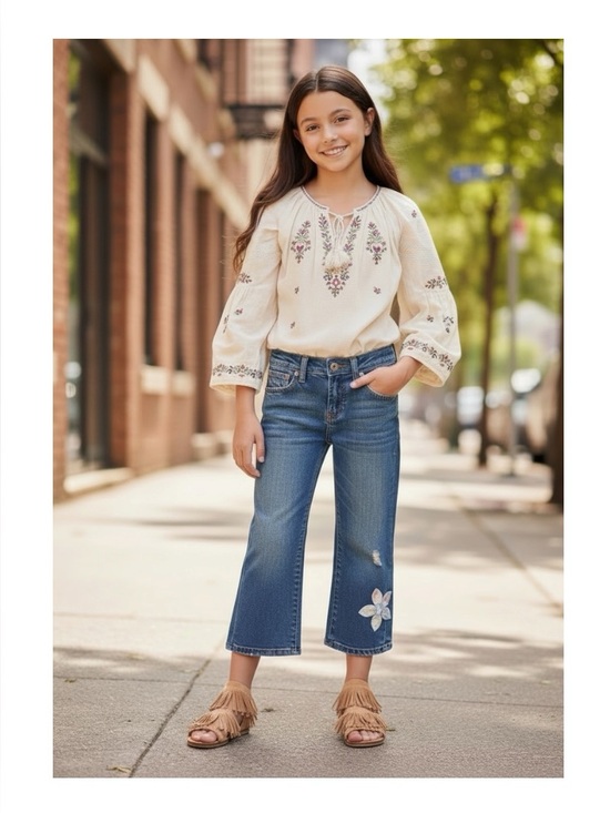 True Religion Other - VHTF: new True Religion ʊ Joey Flower Patchwork Crop Denim Jeans ʊ Girls Size 12